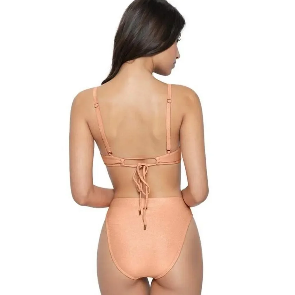 NWOT PQ Swim Skylar Halter Bikini Top In Orange Citrine Sz D